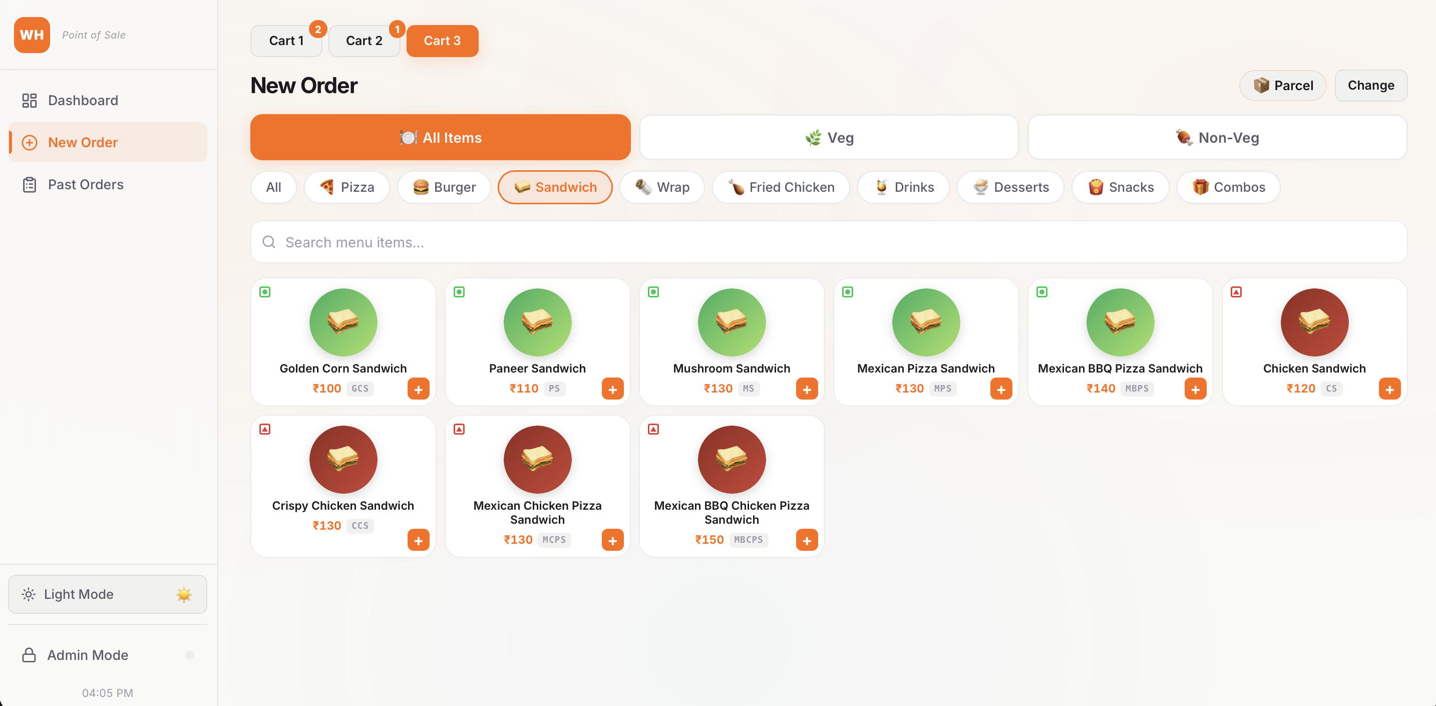 Menu management — light mode
